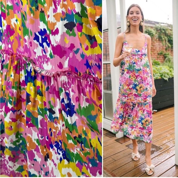 Tuckernuck Dresses & Skirts - Tuckernuck Meade Abstract Floral Tank Maxi Dress Watercolor Sleeveless